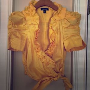 Bebe yellow ruffle top